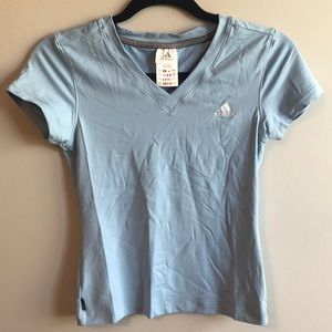 3/$15 Adidas Light Blue V-neck Athletic Top